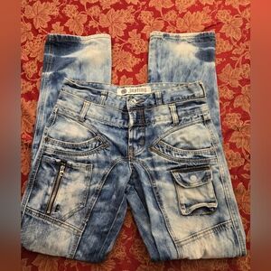 Justing Factory Distressed Women's Or Men's Blue Straight Leg Jeans